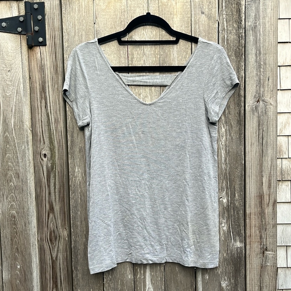 Mercer & Madison Heather Gray Short Sleeve Tee,Size XS